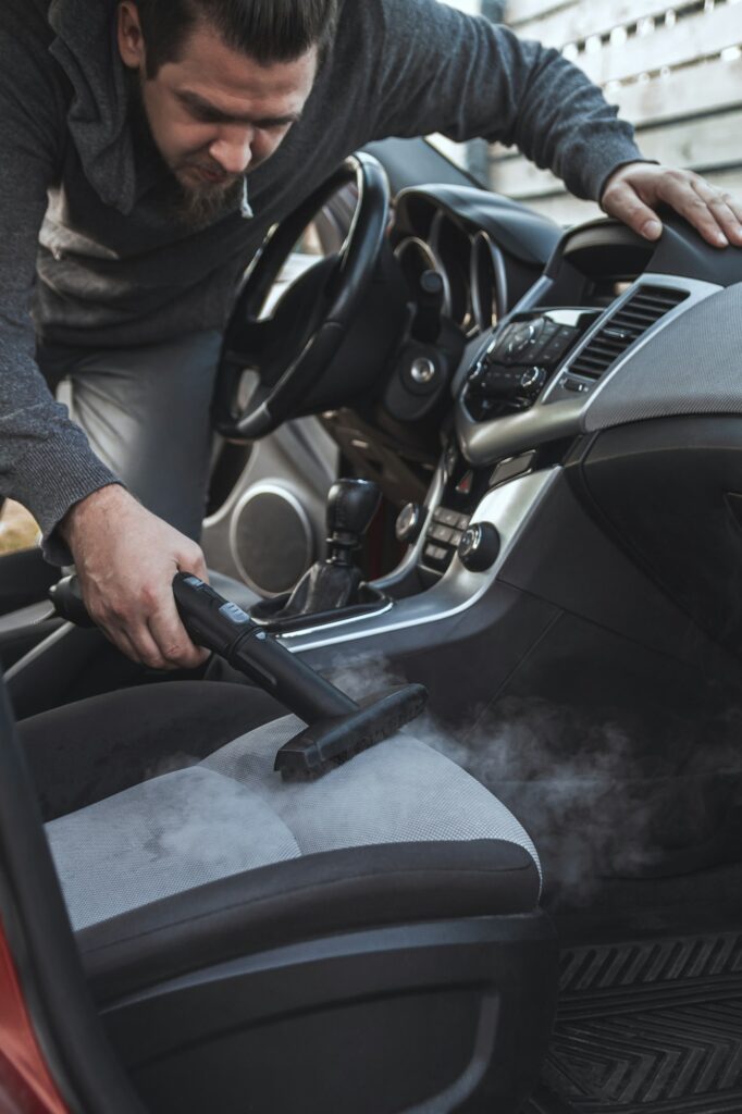 cleaning and disinfecting by steam of the car interior and car s